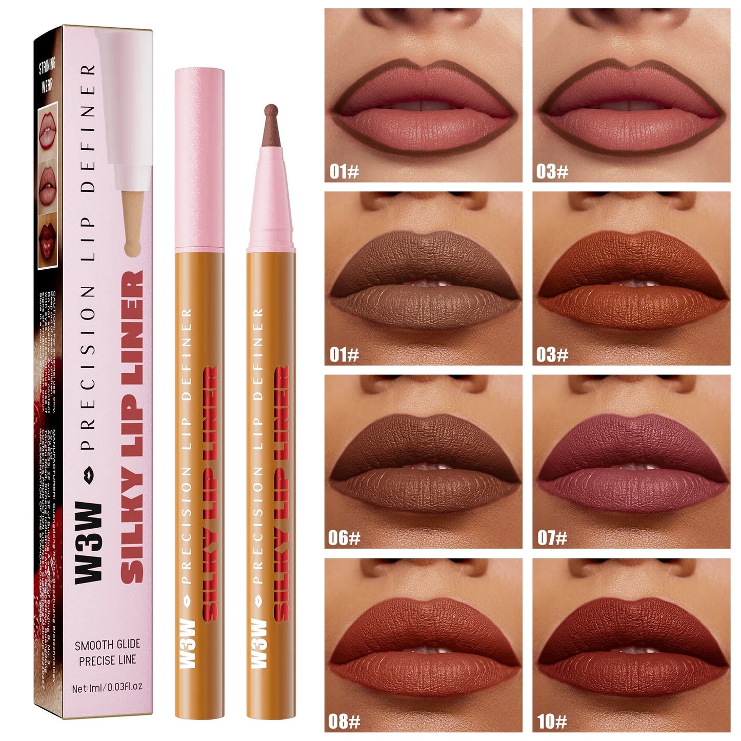 W3W 2-in-1 Waterproof Liquid Lip Liner & Stain | 24Hr Matte