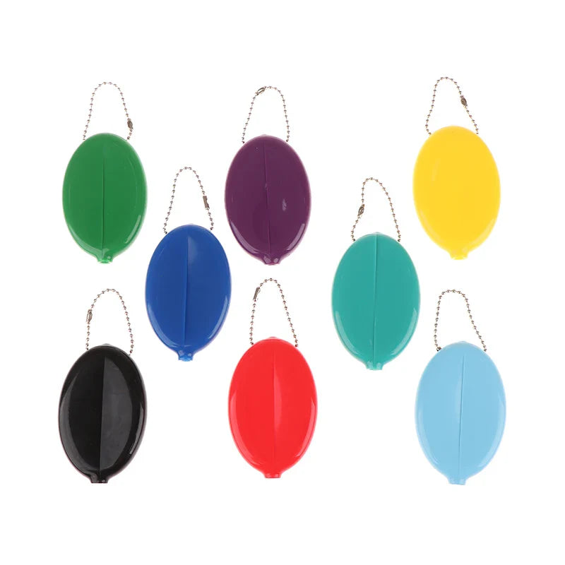 Oval PVC Coin Purse with Chain – Mini Jewelry & Coins Bag