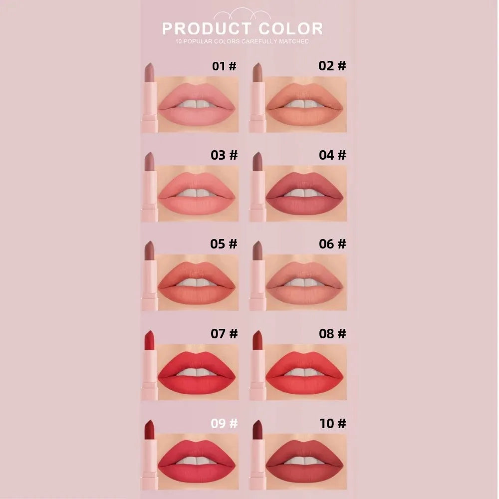 Dragon Ranee Mini Matte Lipstick Set – 10 Colors Velvet Finish