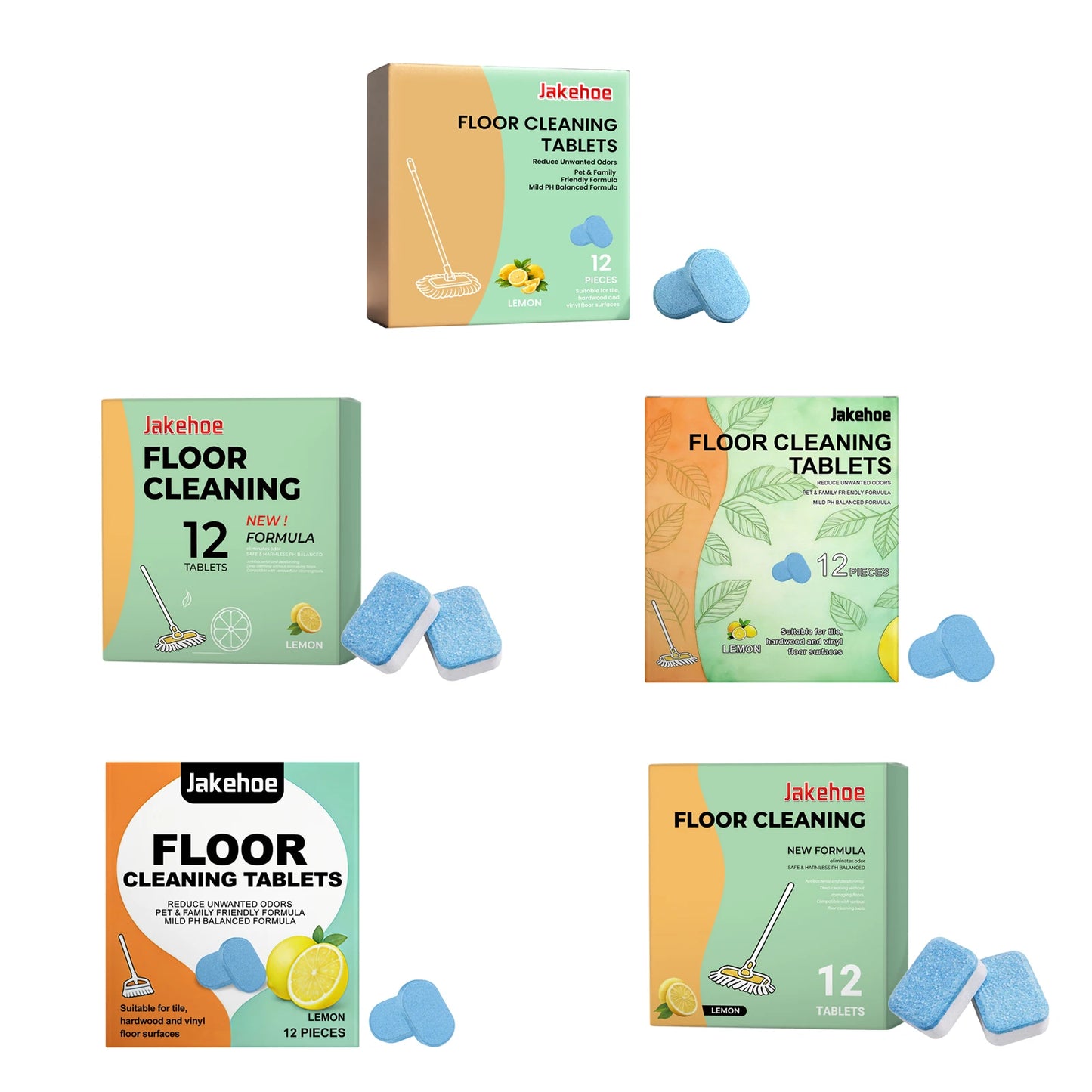 Jakehoe Dissolving Floor Cleaner Tablets | Deep Clean & Lemon Scent