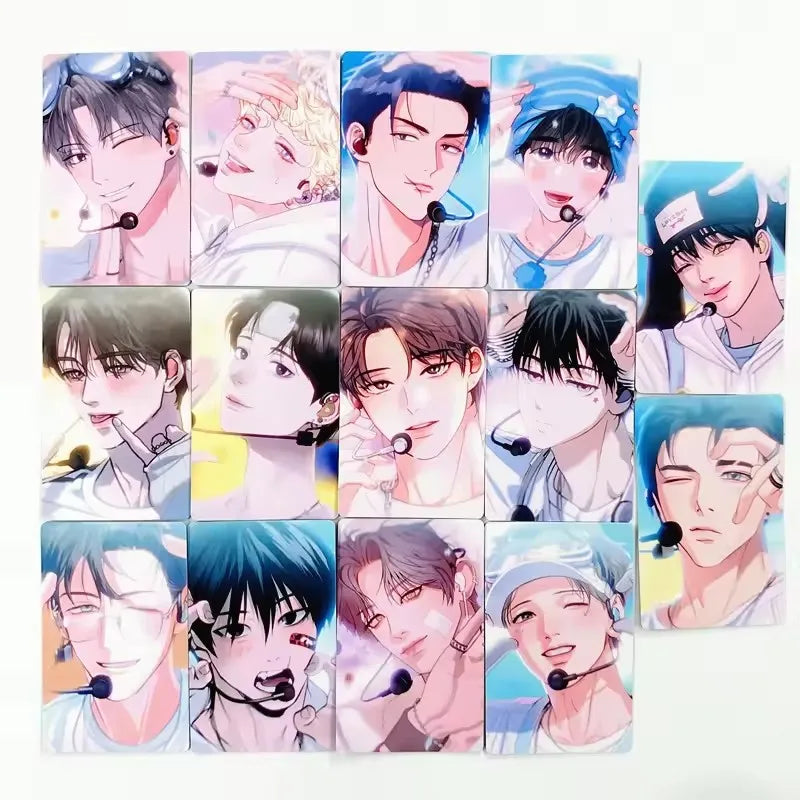 Korean BL Manhwa Photo Cards Anime Couple Character Laser LOMO Comic