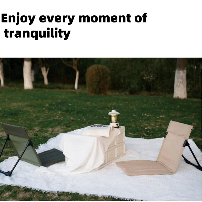 Portable and foldable outdoor camping chairs. Compact in size and lightweight, suitable for use on beaches, lawns and gardens. Peaceful Pleasures Health and Wellness