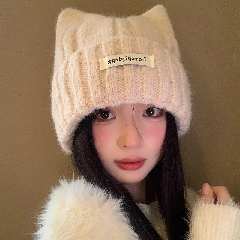 Women's Cat Ear Beanie – Warm Winter Knit Hat