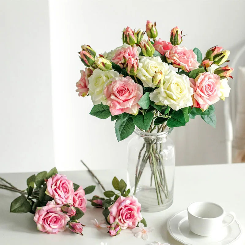 Big Silk Rose Branch – Artificial Flowers for Wedding & Home Decor