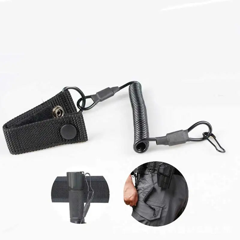 Tactical Spring Lanyard with Steel Wire Core Anti Lost Keychain for Outdoor Tools Flashlight and Gear Attachment Peaceful Pleasures Health and Wellness
