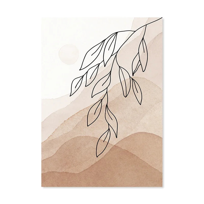Boho Abstract Leaves Canvas Wall Art Print | Home Décor Canvas Wall Art Peaceful Pleasures Health and Wellness PICTURE 3 20x30cm Unframed