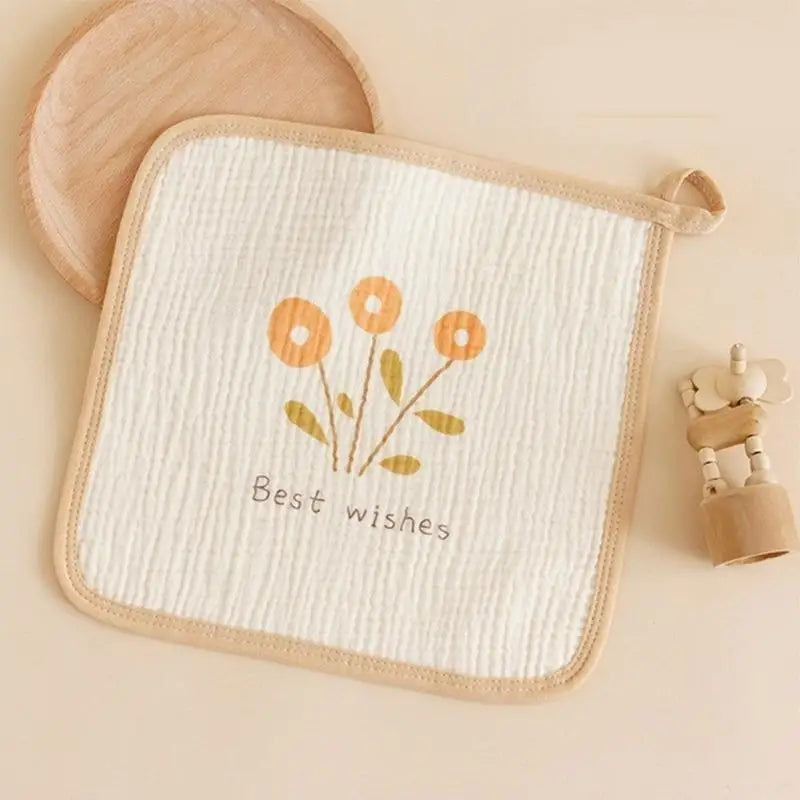4-Layer Cotton Baby Washcloth | Soft Absorbent Crepe Towel