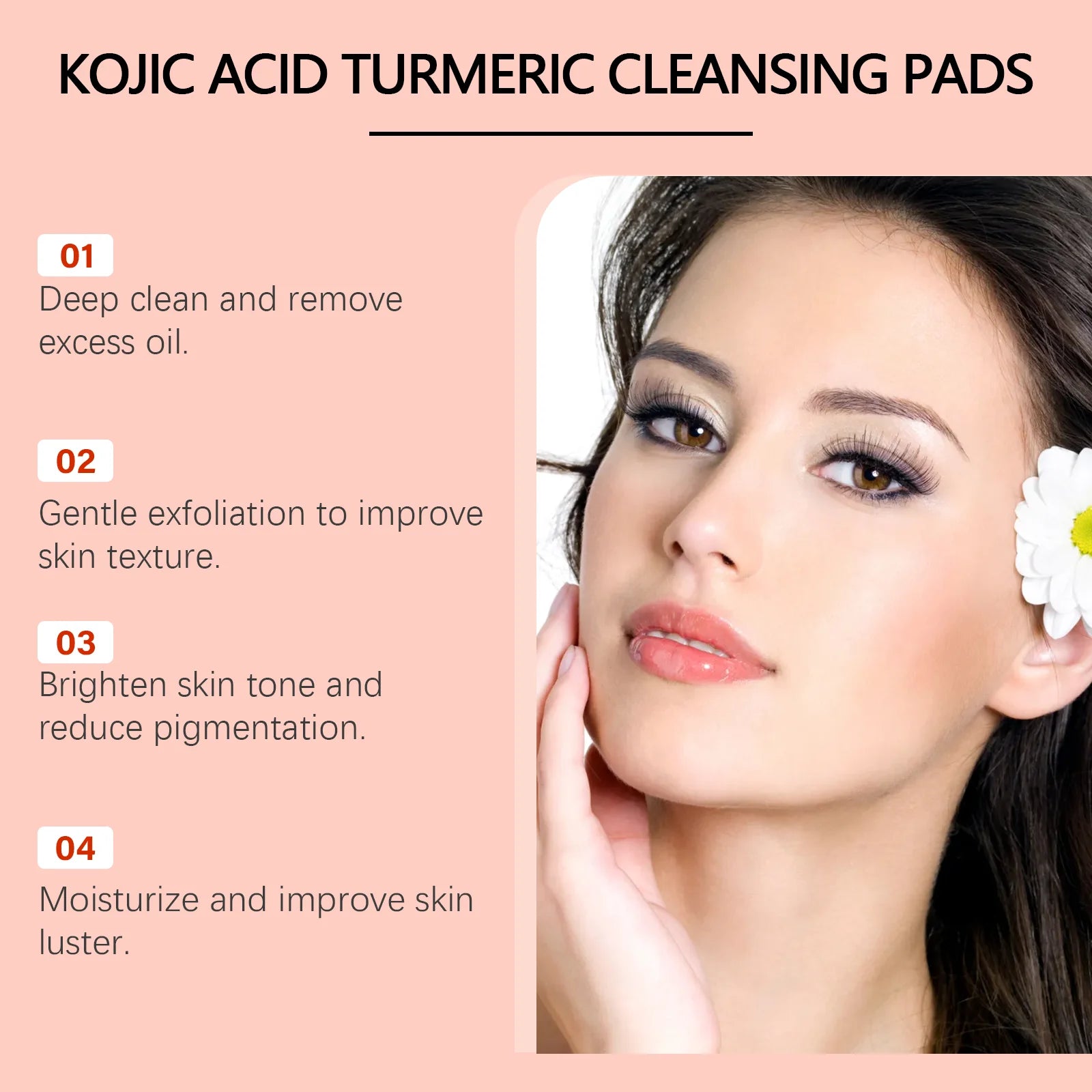 Turmeric Kojic Cleansing Pads for Face Fade Dark Spots Brighten Exfoliating Shrink Pores Oil Control Brighten Cleanser Skin Care Peaceful Pleasures Health and Wellness