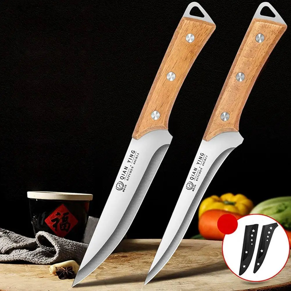 Professional Boning Knife | Stainless Steel & Wood Handle + Sheath