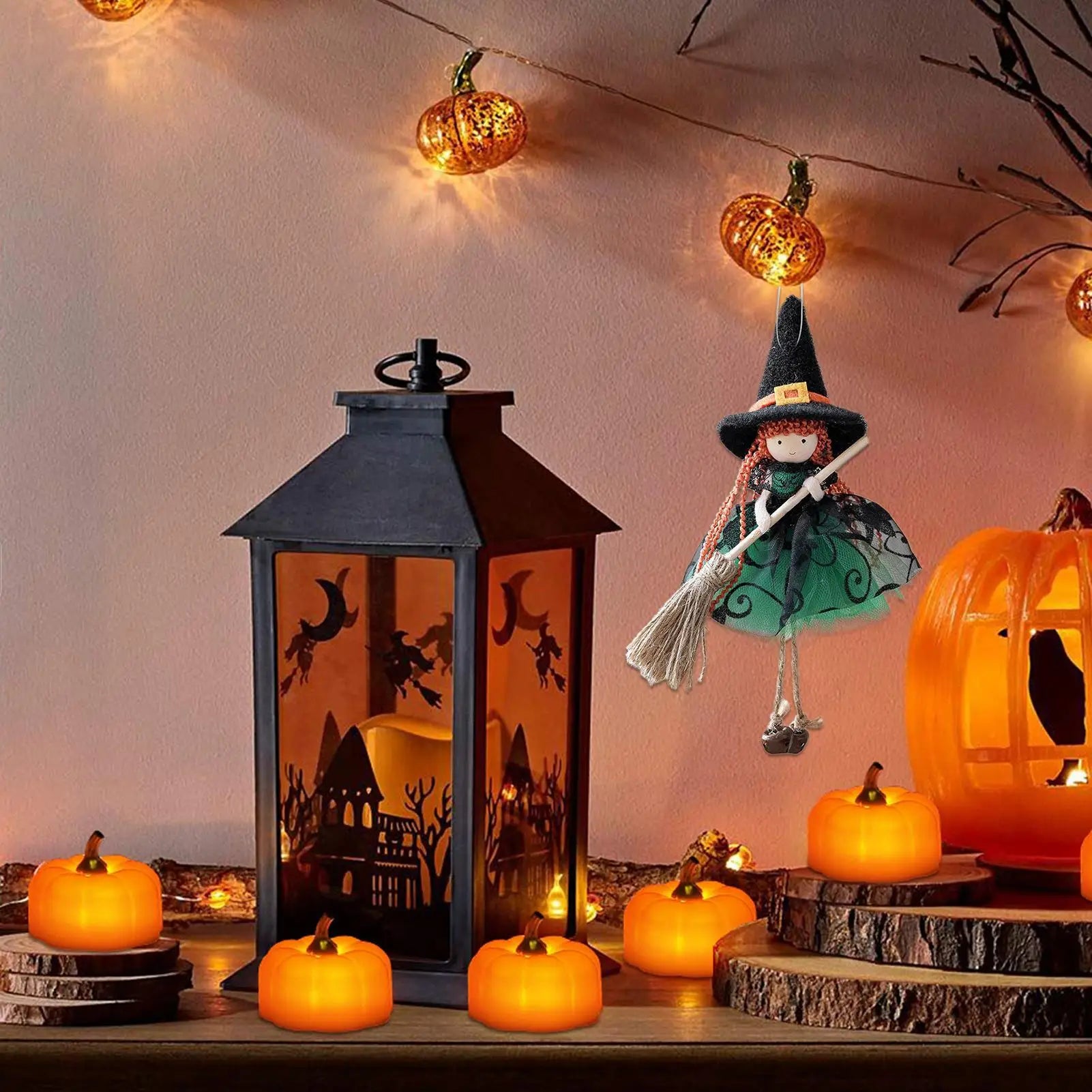Witch Doll Hangable Witch Doll Ornament Scary Collectible Figurine Decoration for Holiday Party Window Garden Patio Outdoor Peaceful Pleasures Health and Wellness