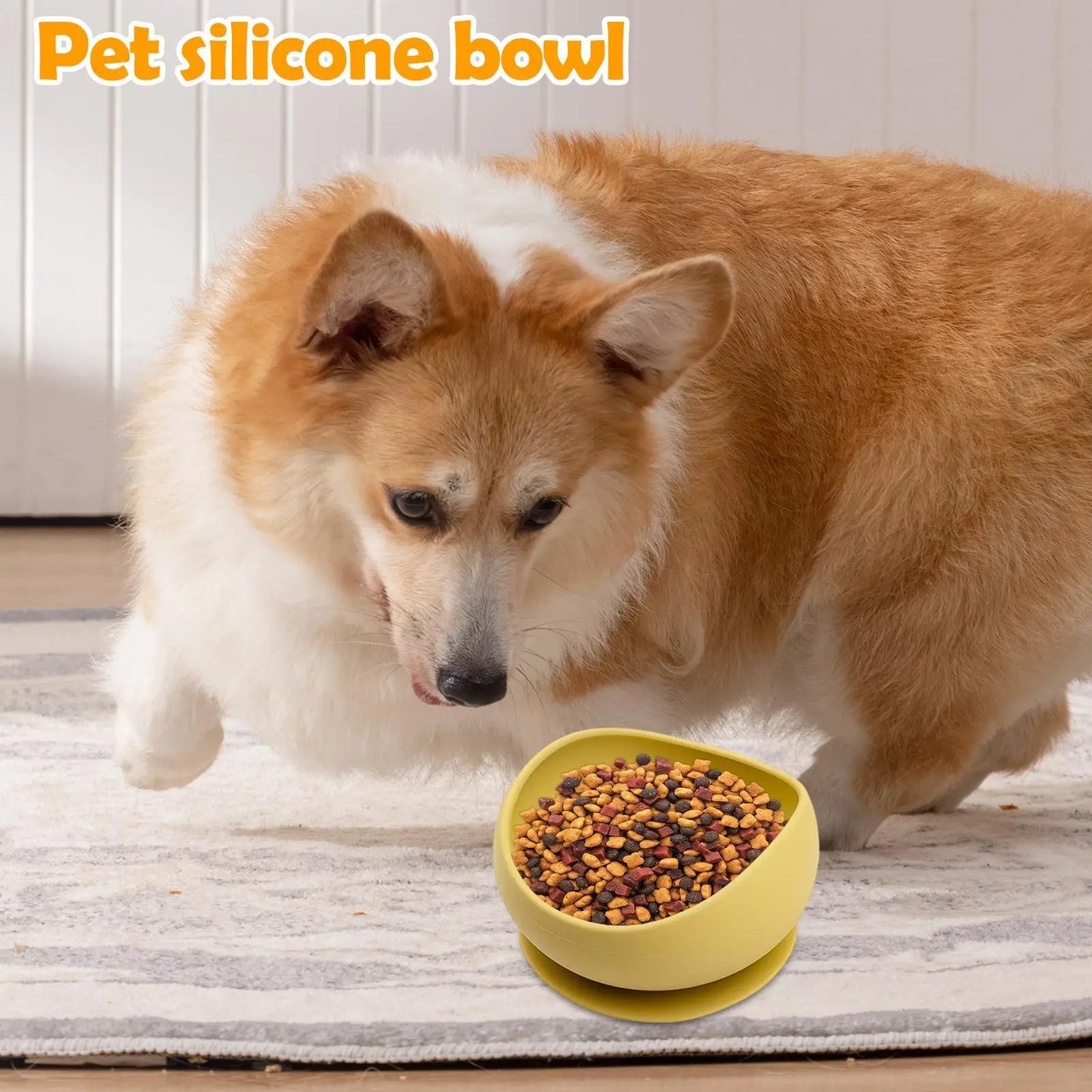 Spill-Proof Silicone Pet Bowl with Suction Cup Base