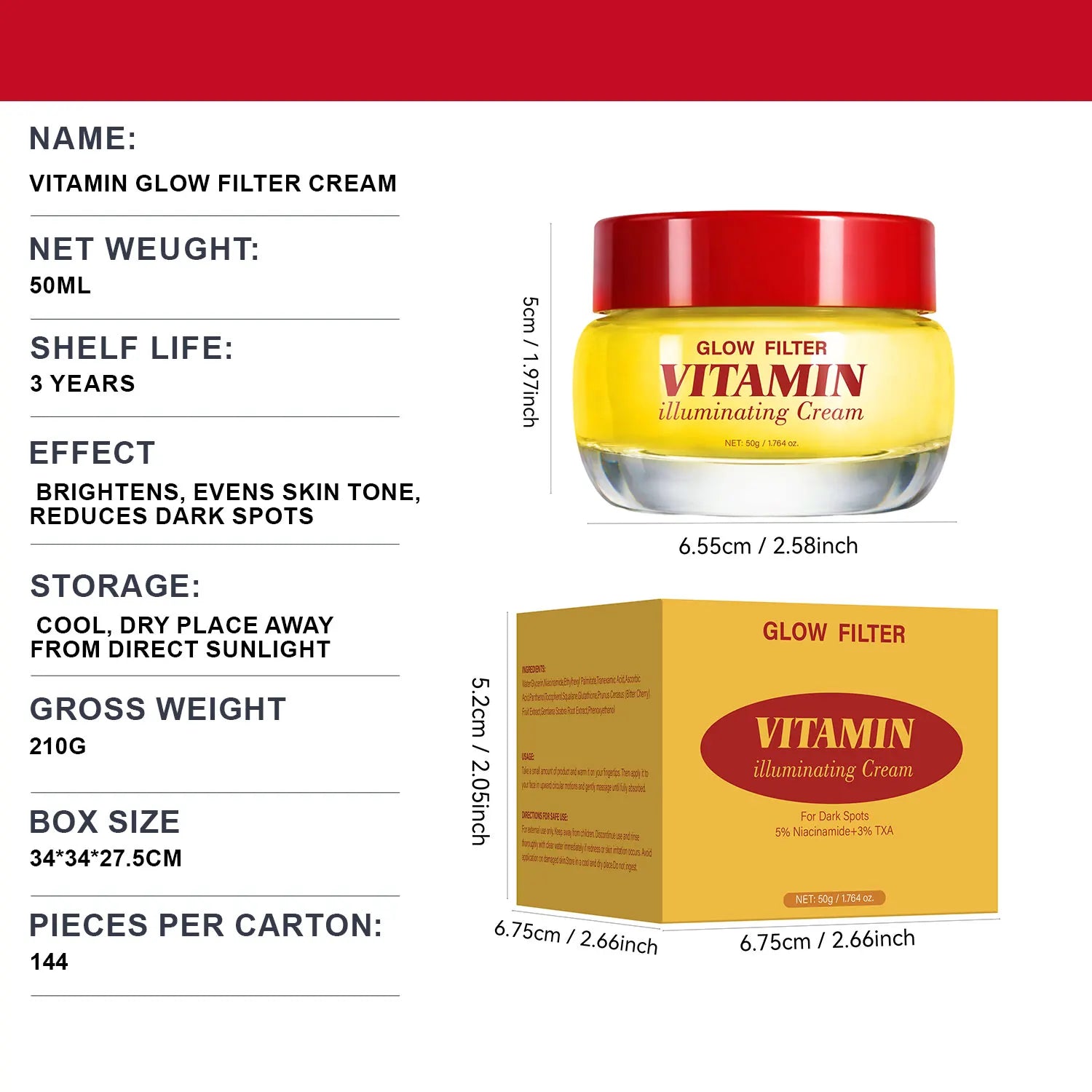 GLOW FILTER VITAMIN illuminating Cream Vitamin C & 5% Niacinamide Dark spots Cream for Women, Glowy, Lightweight Hydration,50ml Peaceful Pleasures Health and Wellness