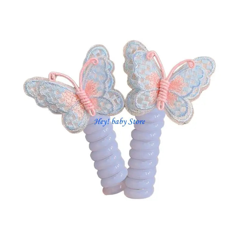 Telephone Cord Hair Ties for Girls – Coil Scrunchies 5 Colors