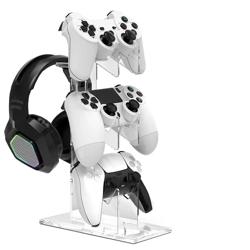 Durable Acrylic 3-Layer Controller Holder Black Transparent Game Handle Display Stand White Universal Headphone Peaceful Pleasures Health and Wellness transparent base