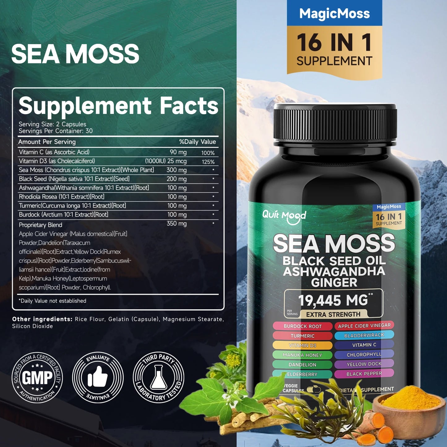2-Pack Sea Moss & Black Seed Oil Superfood Capsules – 120ct Peaceful Pleasures Health and Wellness