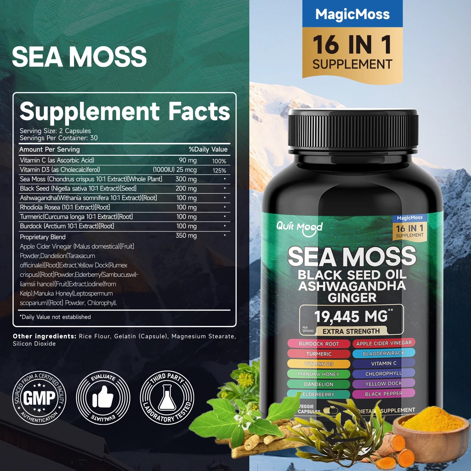 2-Pack Sea Moss & Black Seed Oil Superfood Capsules – 120ct Peaceful Pleasures Health and Wellness