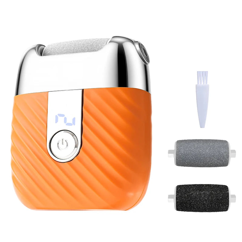 Electric Foot Grinder Portable Electric Callus Remover for Feet Foot Exfoliation Sander Rechargeable Electric Foot File Pedicure Peaceful Pleasures Health and Wellness Orange