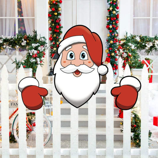 Santa Claus Fence Peeks Christmas Outdoor Decoration Set Christmas Fence Decoration Peaceful Pleasures Health and Wellness