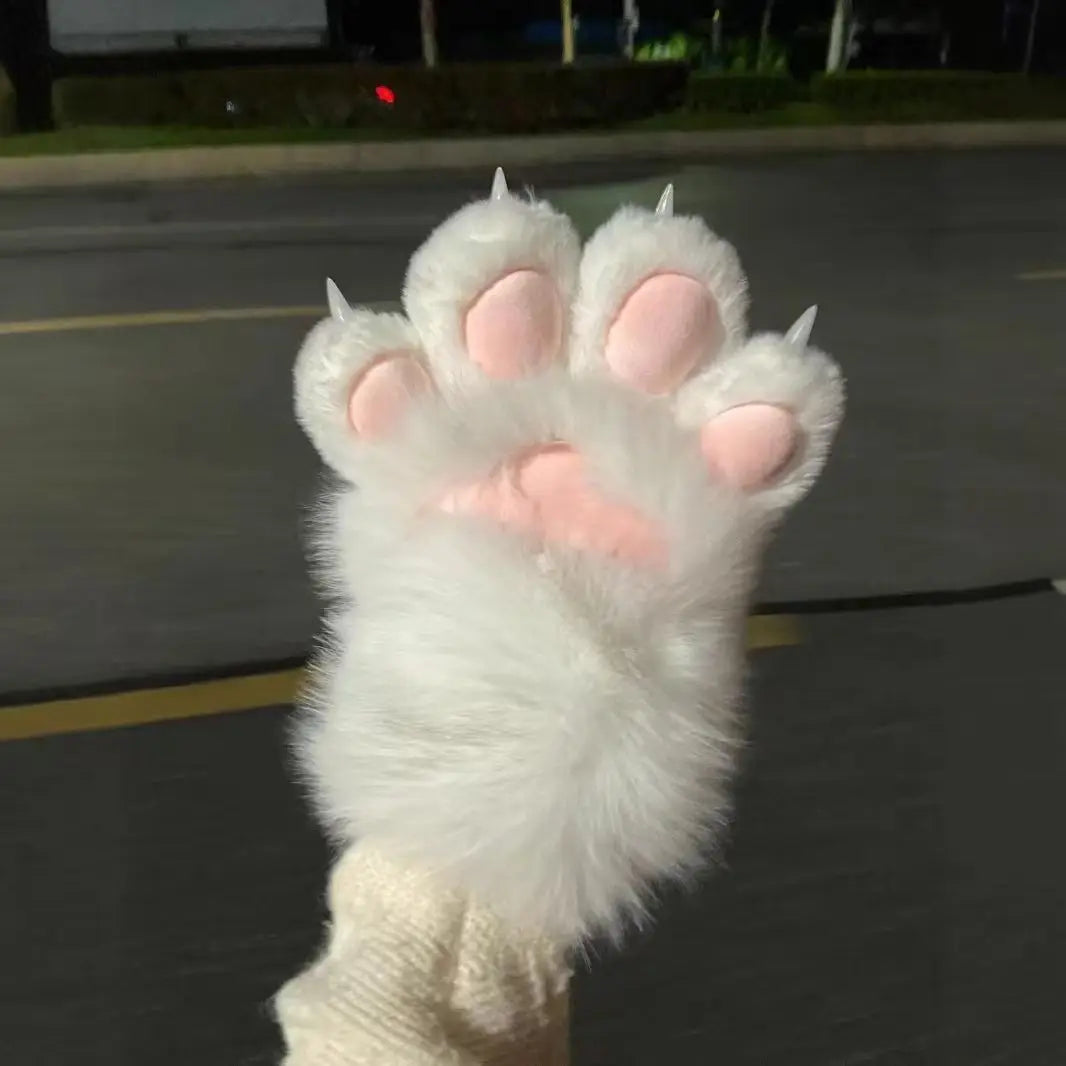 Kawaii Cat Paw Plush Mittens – Squeaky Cosplay Gloves