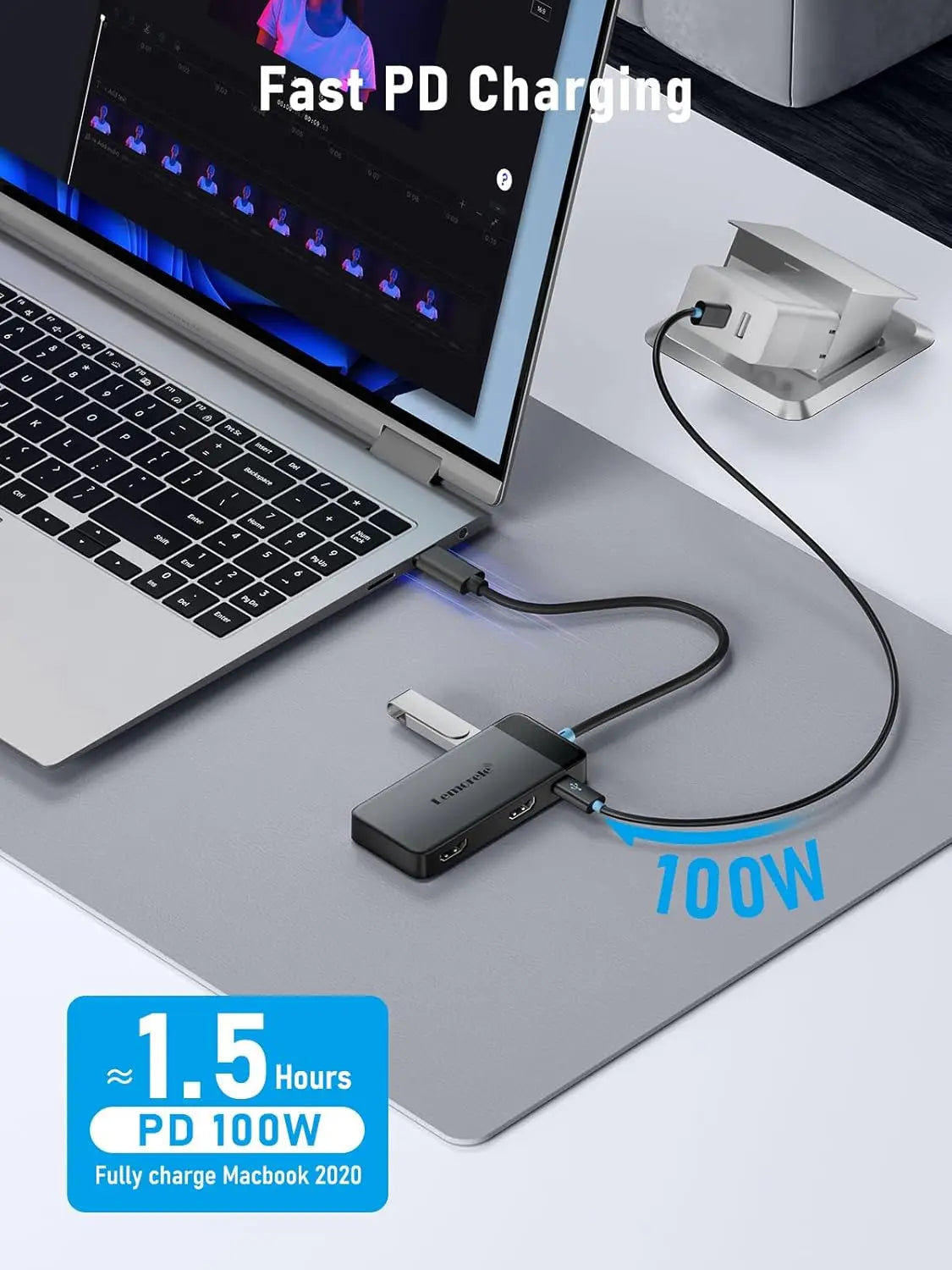 6-in-1 USB-C Docking Station – Dual HDMI 4K, 100W PD, 5Gbps Peaceful Pleasures Health and Wellness