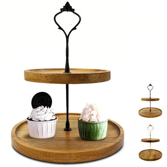Premium Wooden Cupcake Stand with 2 Tier Serving Tray, Perfect Rustic Dessert Display Stands for Wedding, Birthday, Tea Party Peaceful Pleasures Health and Wellness
