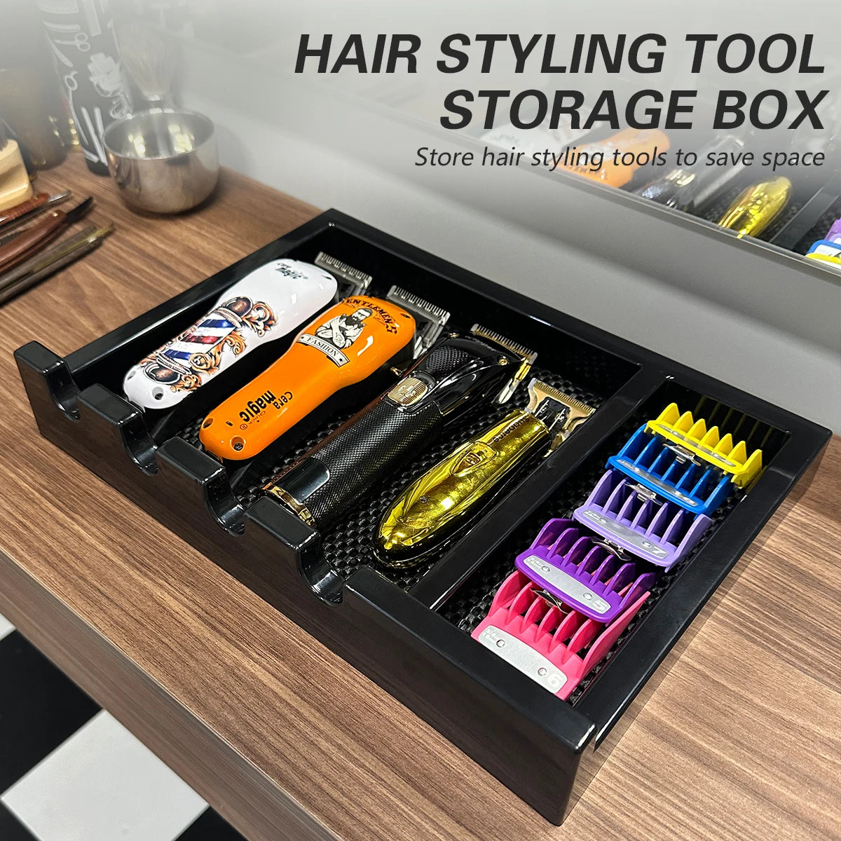 Salon Electric Hair Clipper Display Box Barber Clipper Tray Non-slip Storage Case Barbershop Hair Cutting Tools Organizer Holder Peaceful Pleasures Health and Wellness