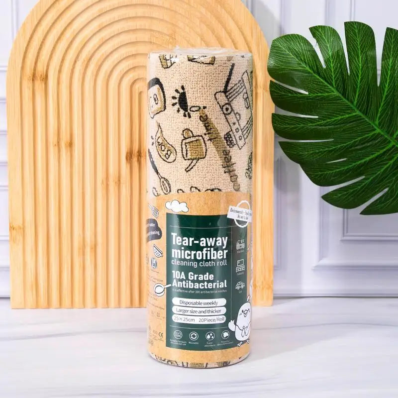 Reusable Microfiber Cleaning Cloth Roll | Cute Prints, 20 Sheets