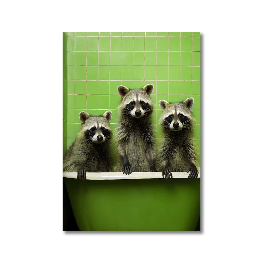 Funny Animals Toilet Canvas Painting Prints Gorilla Elephant Cat Dog Wall Poster Picture for Bathroom Room Home Decoration Peaceful Pleasures Health and Wellness 83415 50x70cm Unframed