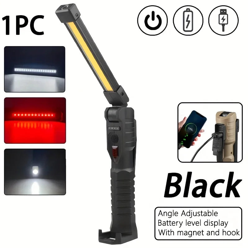 Folding COB XPE LED Work Light – USB Rechargeable & SOS Torch