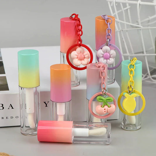 Lip Glaze Bottle With Keychain Gradient Empty Lipstick Gloss Tube Refillable Liquid Container Bottle Lipgloss Sample Bottle Peaceful Pleasures Health and Wellness