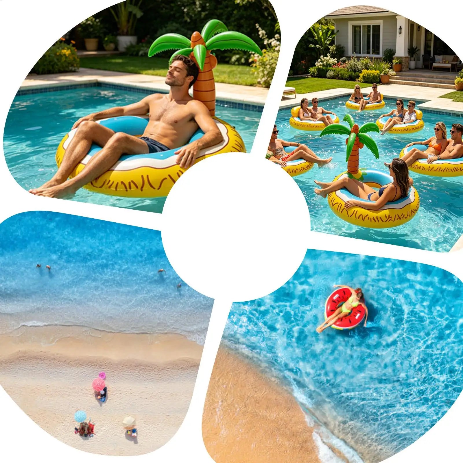 Inflatable Giant Tropical Tree Chair Funny Pool Float for Water Lake Beach River, Summer Party Swimming Floatie for Tanning Bar Peaceful Pleasures Health and Wellness
