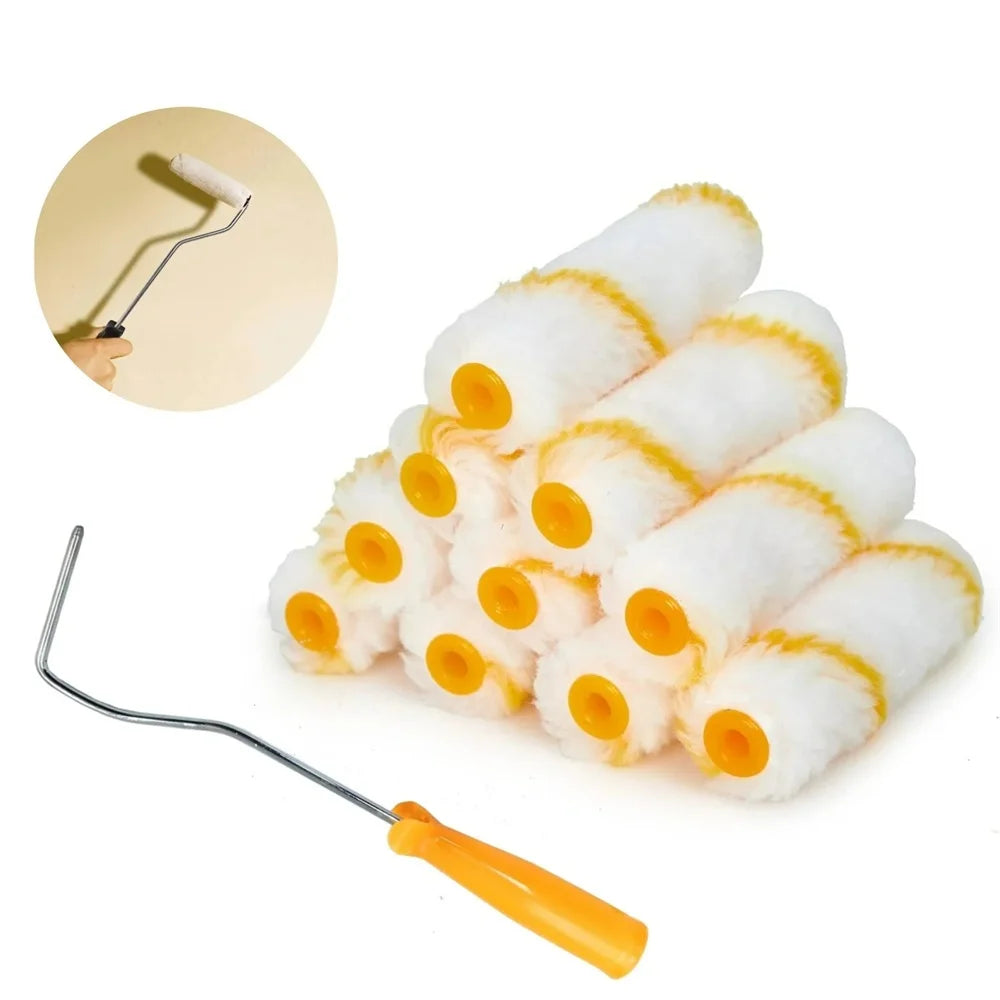 10-Pack Mini Paint Roller Brush Set – Walls, Cabinets & Doors