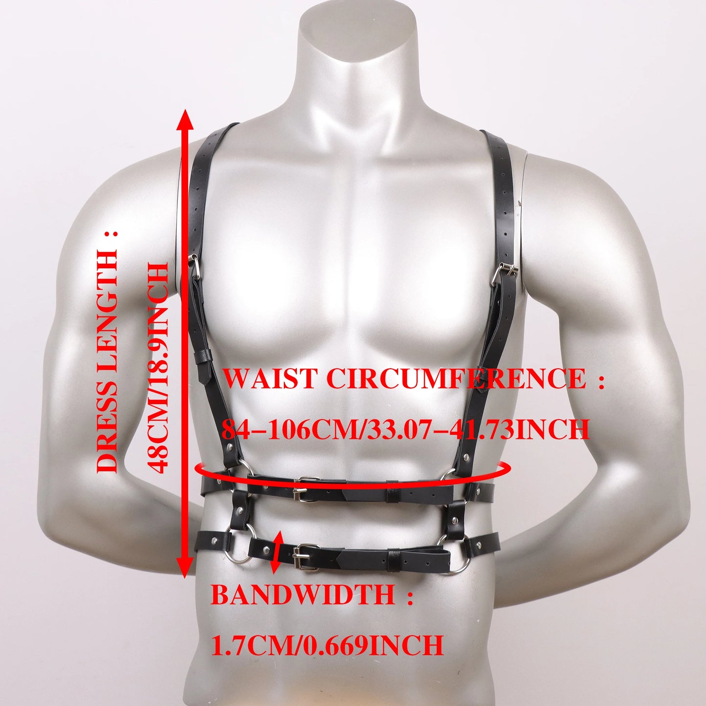 UYEE Rock Men Women PU Leather Belt Y2K Harness Strap Sexy Shoulder