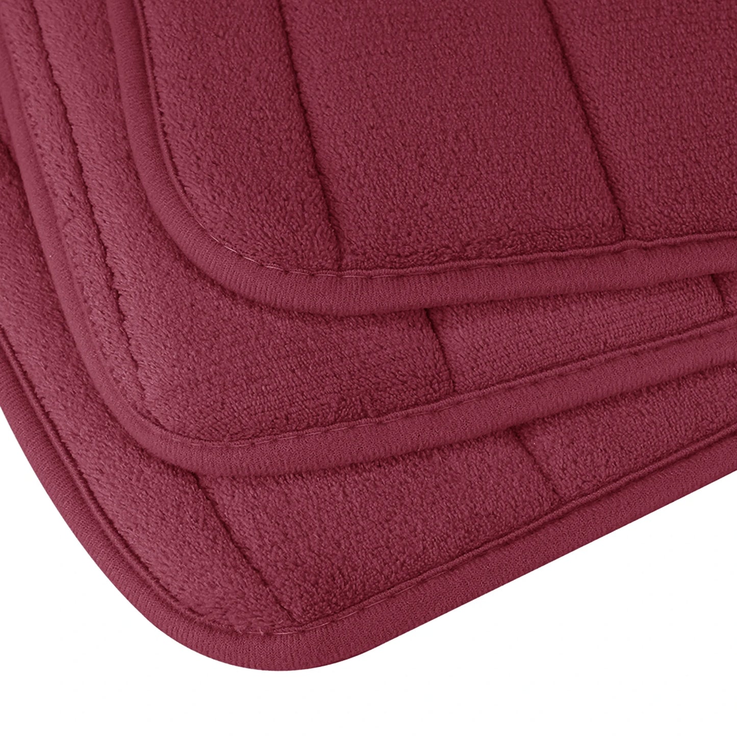 Memory Foam Bath Mat Set 3 Piece Thick Extra Soft Bathroom Non-Slip Rugs Super Water Absorbent Machine-Washable Toilet Floor Mat Peaceful Pleasures Health and Wellness Wine Red Set 3 Piece