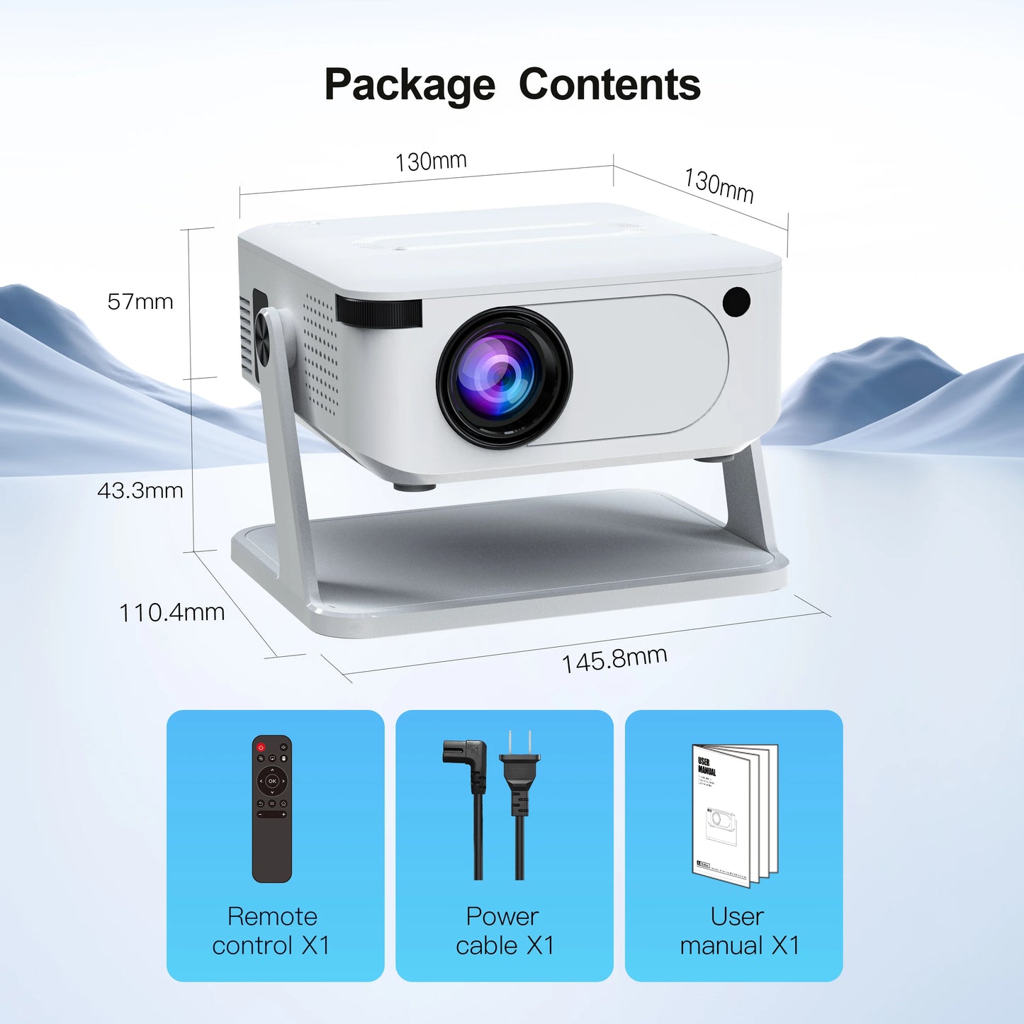 Xnano HA109 Projector 300 ANSI 720P Android11 WiFi6 BT5.0 Built-in App Smart Phone 1080P 4K Video Home Cinema Mini Projector Peaceful Pleasures Health and Wellness White EU Plug