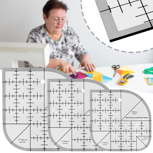 Non Slip Curved Corner Cutter Ruler Acrylic DIY Crafts Patchworks Sewing Template Household Patchworks Tool Sewing Supplies Peaceful Pleasures Health and Wellness
