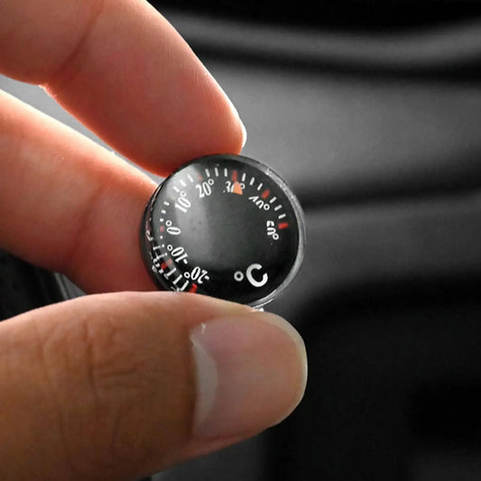 1-Piece Mini Car Thermometer Battery-free Dashboard Easy Stick Mount Peaceful Pleasures Health and Wellness Black