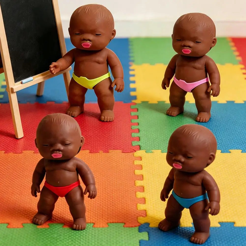 Black Baby Squeeze Toy | Soft TPR Sensory Fidget Doll Figure