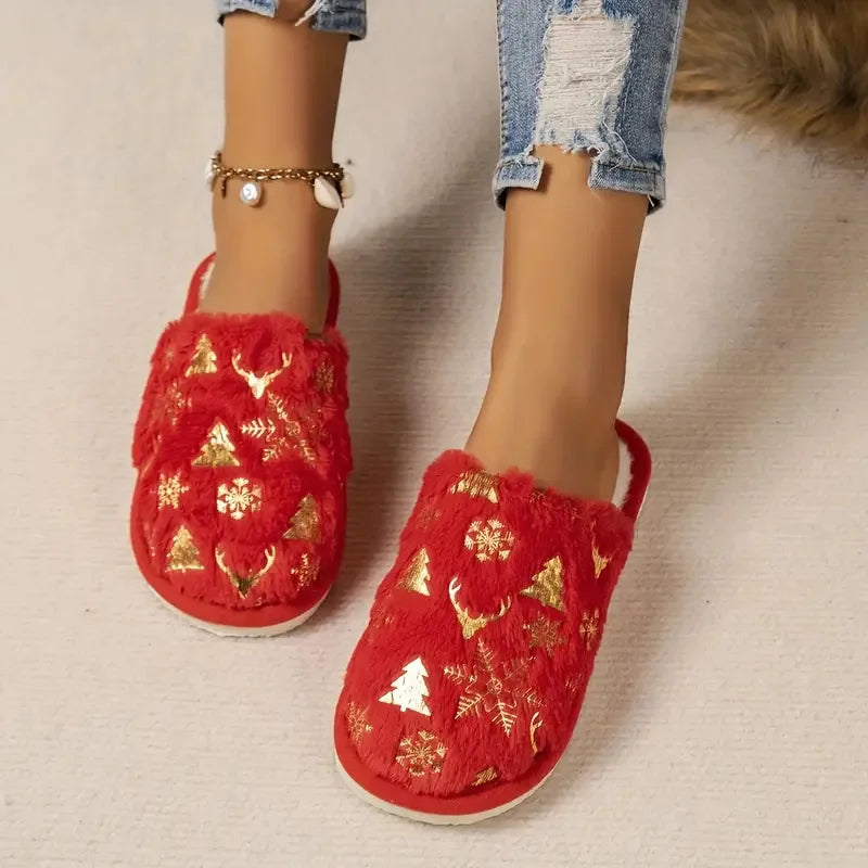 Women's Christmas Tree Slippers – Warm Non-Slip Indoor Shoes
