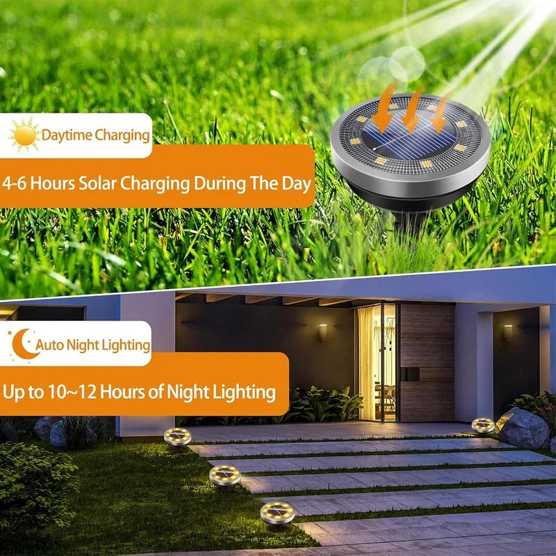 Solar Ground Lights IP65 Waterproof – 8 LED Outdoor Landscape
