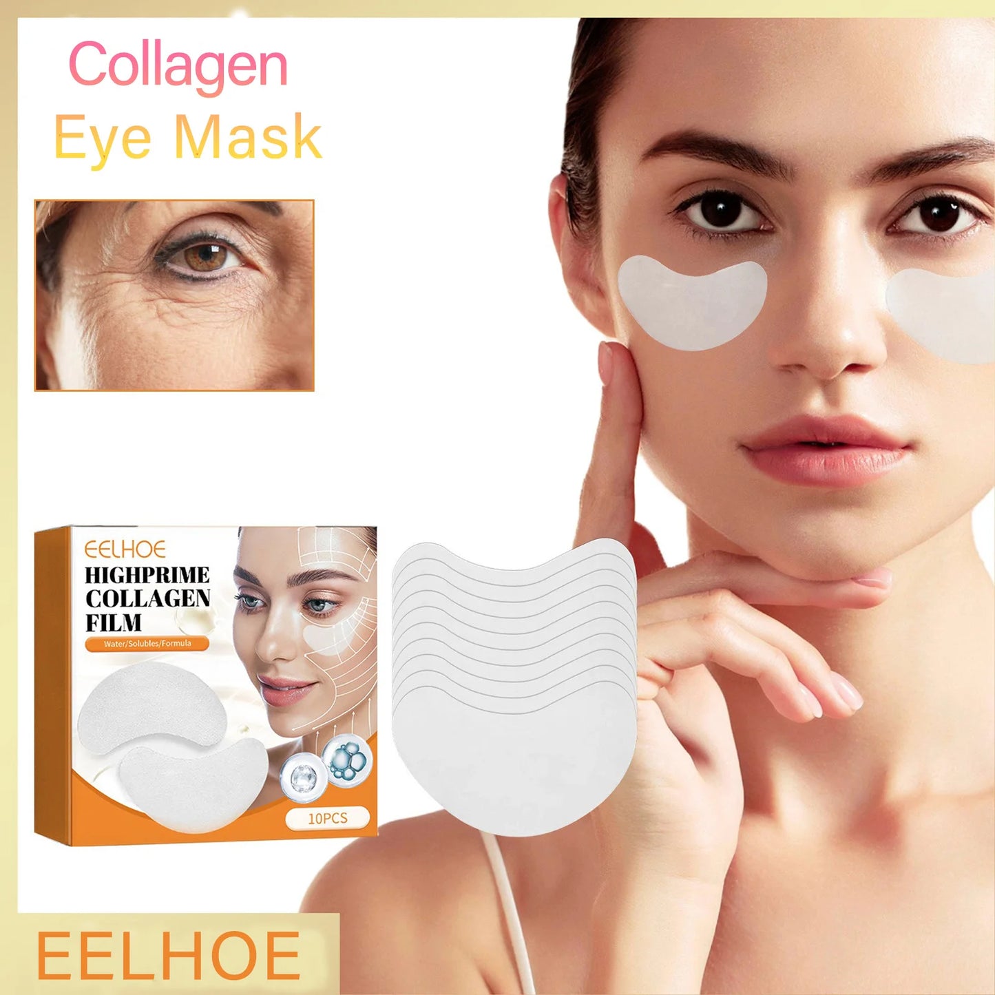 EELHOE Collagen Water Soluble Eye Mask Remove Bags Dark Circles Anti Wrinkle Firming Patches Lifting Skin CarePatch 10/2pcs/Box Peaceful Pleasures Health and Wellness