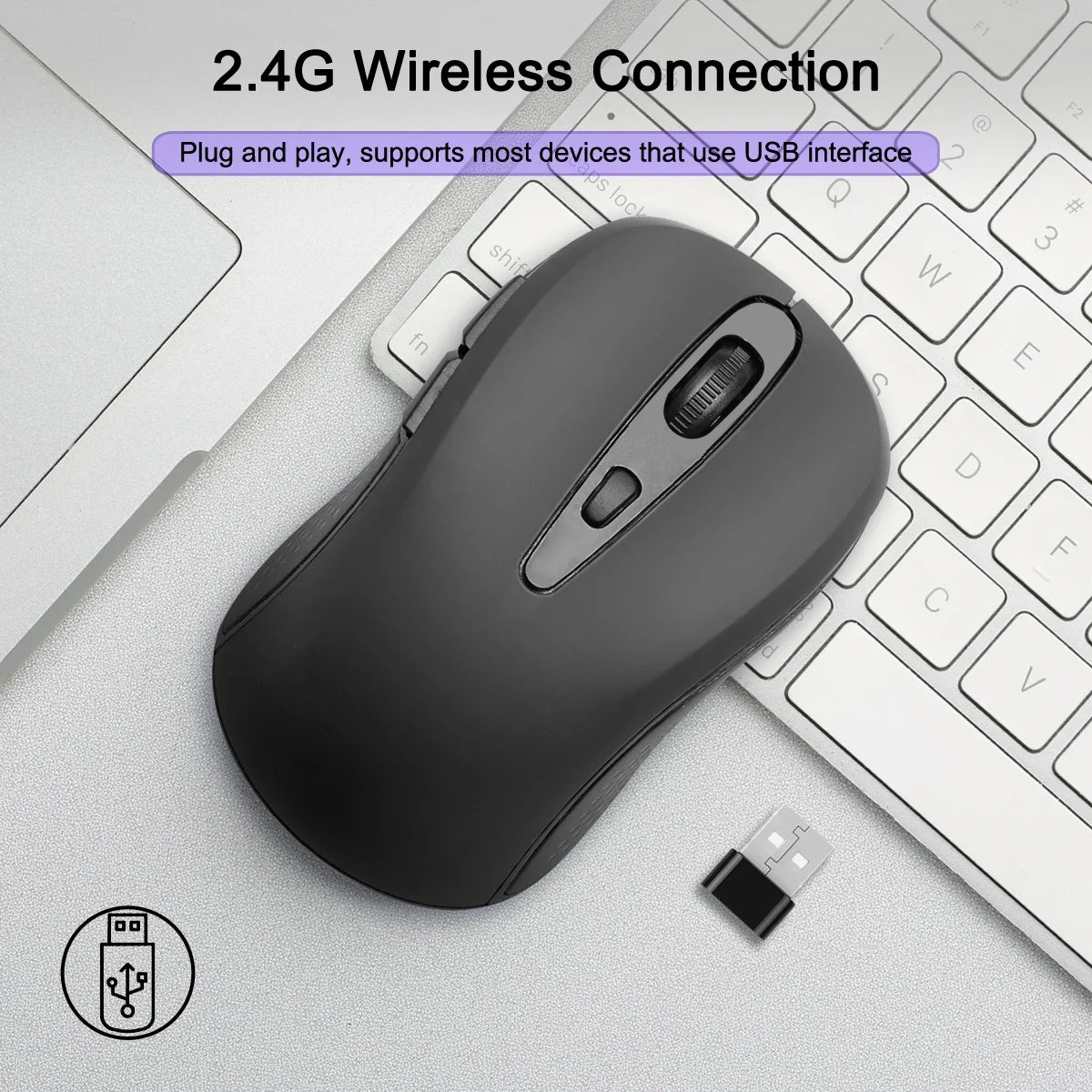 2.4G Wireless Mouse Portable Optical Office Mouse Silent Mouse Adjustable DPI Levels for Laptop Notebook PC MacBook Battery Mice Peaceful Pleasures Health and Wellness