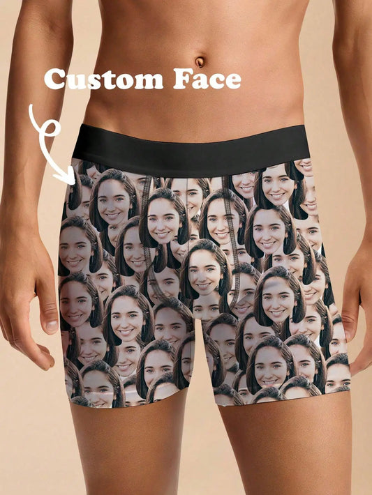 Custom Photo Mens Boxer Briefs Personalized Face Underwear Funny Gift for Boyfriend Husband Anniversary Birthday Valentines Peaceful Pleasures Health and Wellness