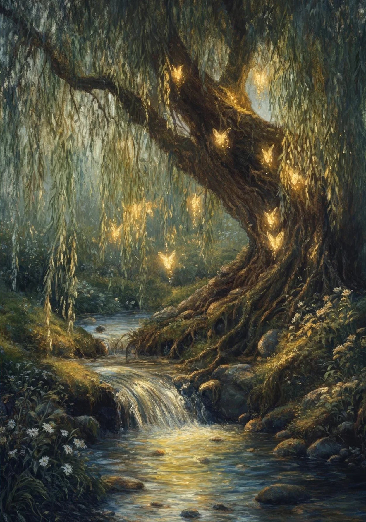 Fairy Enchanted Woodland Canvas Wall Art | Fantasy Forest Poster Canvas Wall Art Peaceful Pleasures Health and Wellness 6 40x50cm Unframed