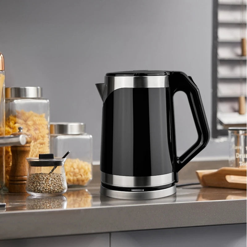 US/EU 110V/220V Stainless steel Electric Kettle Double-layer Anti scalding Keep Warm Pot Large Capacity Coffee Hot Water Boiler Peaceful Pleasures Health and Wellness