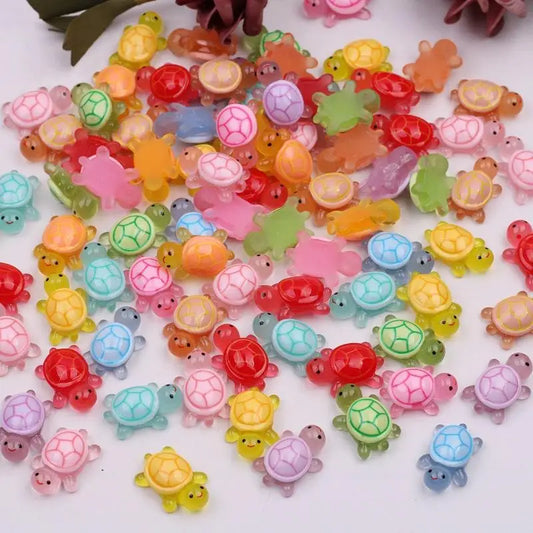 Glow-in-the-Dark Mini Turtle Figurines | 100pc Micro Decor Set Miniature Figurine Set Peaceful Pleasures Health and Wellness