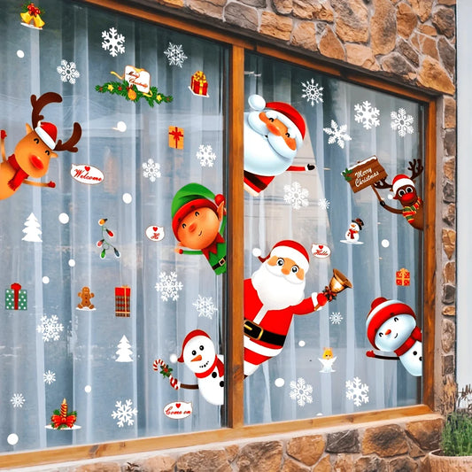 Year Windows Stickers Cartoon Snowman Fairy Snowflake Santa Claus Peaceful Pleasures Health and Wellness