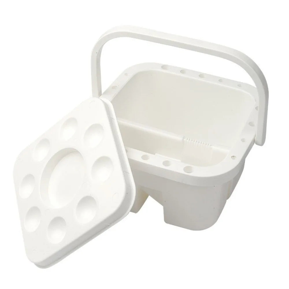 Multifunctional Brush Washer Bucket Portable Handheld Brush Cleaning Tool with Palette Lid Easy To Clean Painting Brush Holder Peaceful Pleasures Health and Wellness Style C