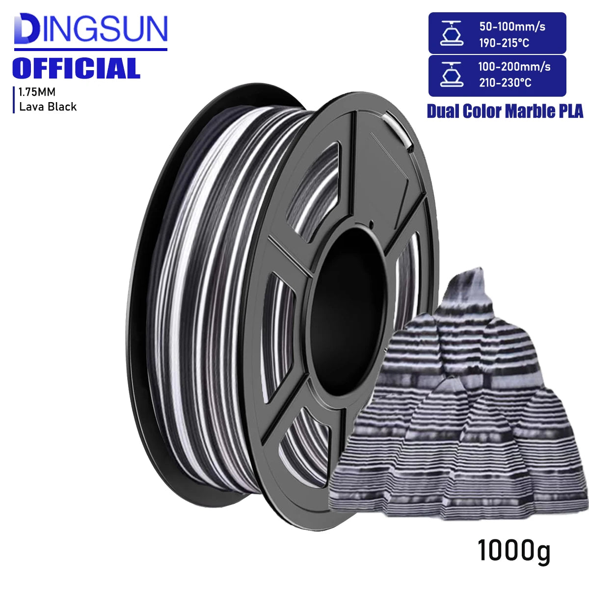 DINGSUN Matte Rainbow PLA Filament 1.75mm | 250g 500g 1KG Spool