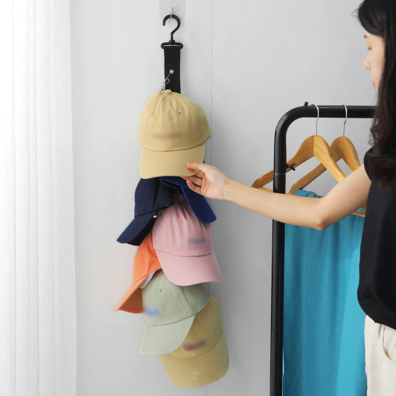 Rotating Hanging Rope Organizer - No Drill Closet Hat Rack for Dorm, Vertical Space Saver with 8 Hooks Peaceful Pleasures Health and Wellness